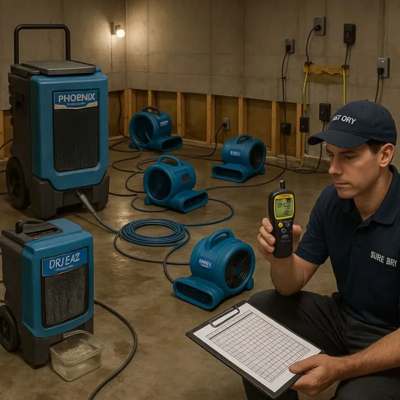 Structural Drying and Dehumidification process in Country Club Hills, IL